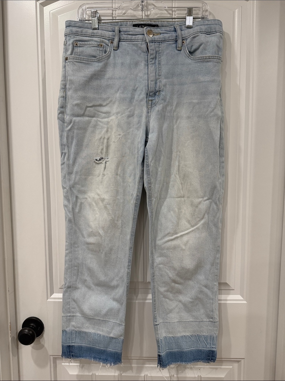 Ralph Lauren Light Blue Distressed Cropped Jeans